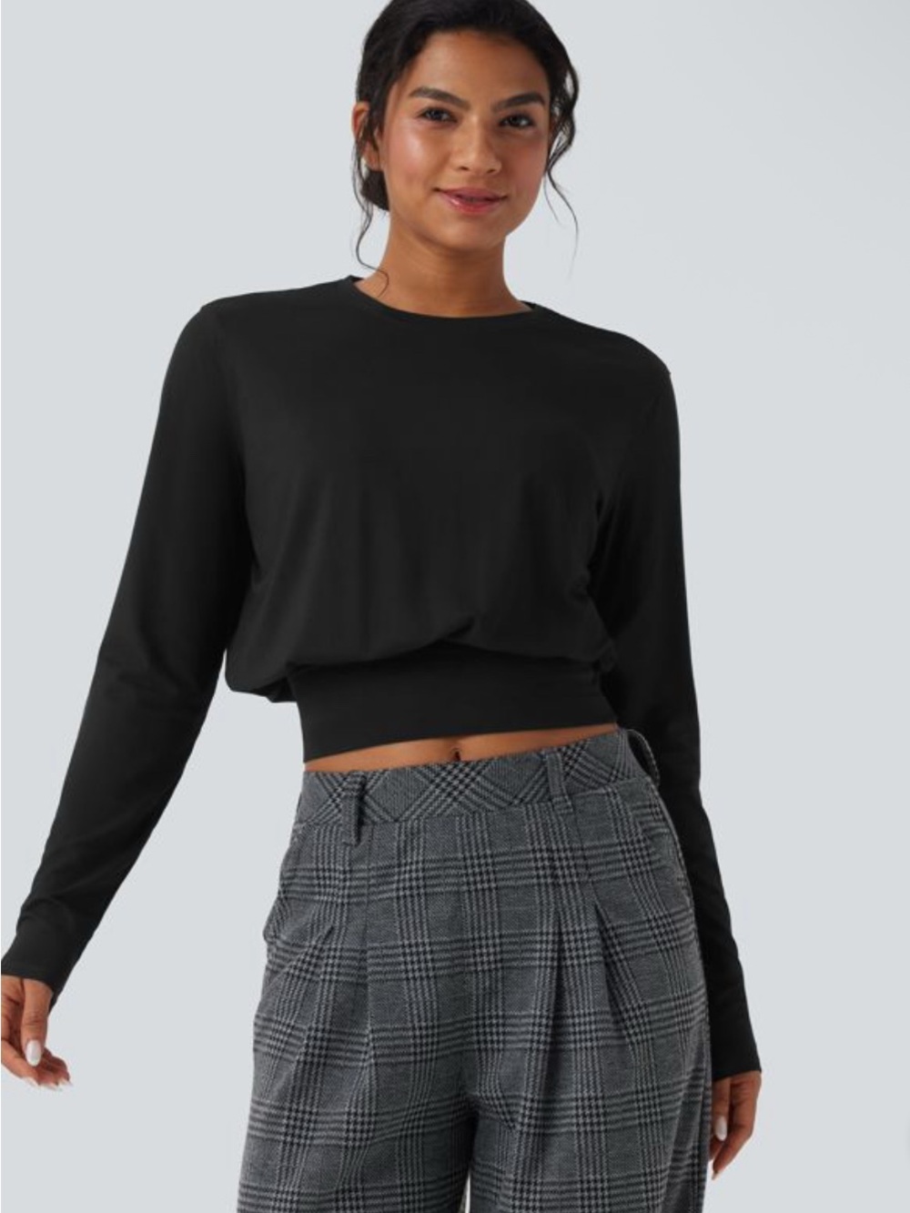 Halara Round Neck Long Sleeve Work Top XS